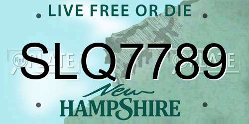 SLQ7789 New Hampshire License Plate