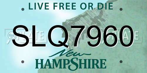 SLQ7960 New Hampshire License Plate