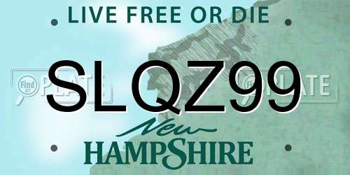 SLQZ99 New Hampshire License Plate