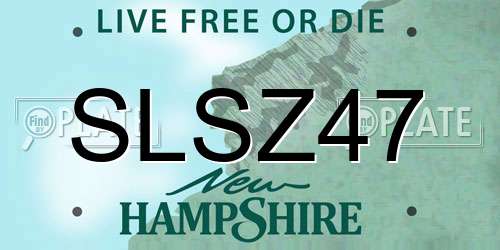 SLSZ47 New Hampshire License Plate