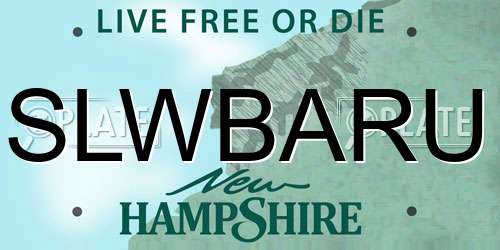 SLWBARU New Hampshire License Plate