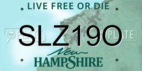 SLZ19O New Hampshire License Plate