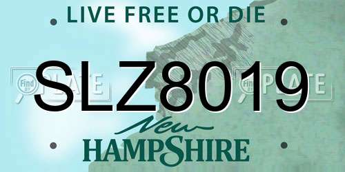 SLZ8019 New Hampshire License Plate