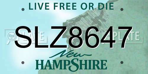 SLZ8647 New Hampshire License Plate