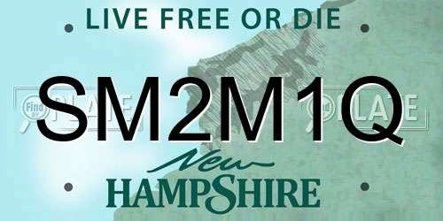 SM2M1Q New Hampshire License Plate