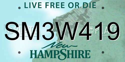 SM3W419 New Hampshire License Plate