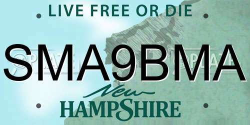 SMA9BMA New Hampshire License Plate