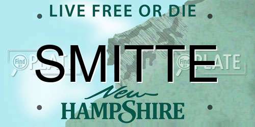 SMITTE New Hampshire License Plate