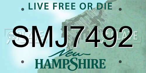 SMJ7492 New Hampshire License Plate