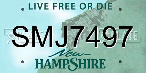 SMJ7497 New Hampshire License Plate
