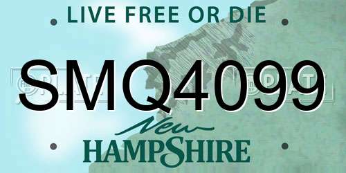 SMQ4099 New Hampshire License Plate