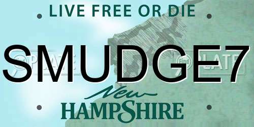 SMUDGE7 New Hampshire License Plate
