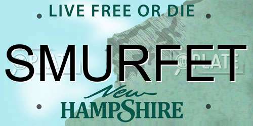 SMURFET New Hampshire License Plate