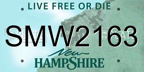 SMW2163 New Hampshire License Plate