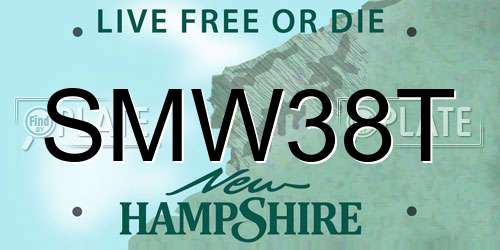 SMW38T New Hampshire License Plate