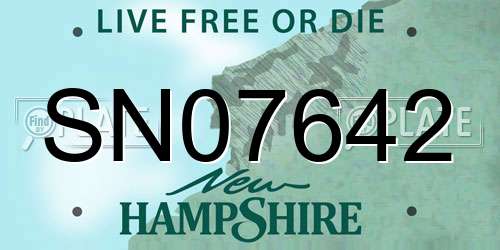 SN07642 New Hampshire License Plate