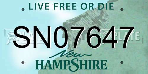 SN07647 New Hampshire License Plate