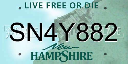 SN4Y882 New Hampshire License Plate