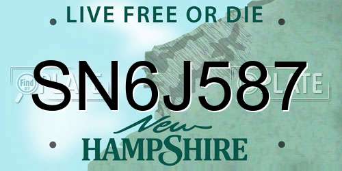 SN6J587 New Hampshire License Plate