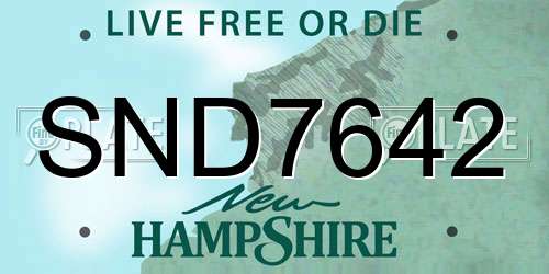 SND7642 New Hampshire License Plate