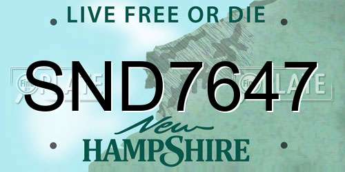 SND7647 New Hampshire License Plate