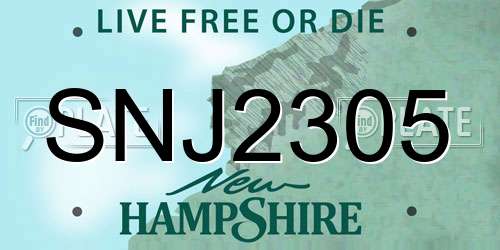 SNJ2305 New Hampshire License Plate