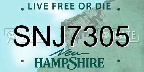 SNJ7305 New Hampshire License Plate