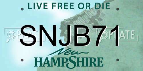 SNJB71 New Hampshire License Plate