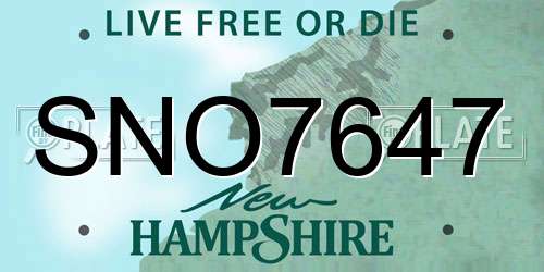 SNO7647 New Hampshire License Plate
