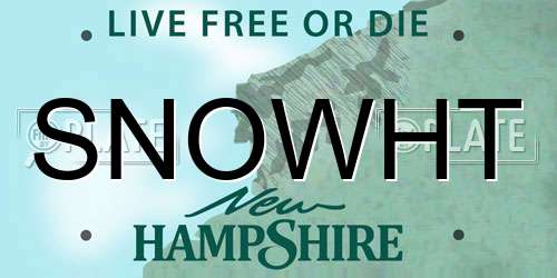 SNOWHT New Hampshire License Plate