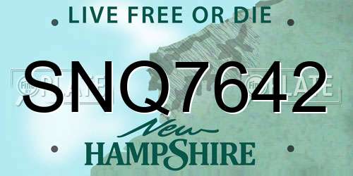SNQ7642 New Hampshire License Plate
