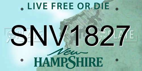 SNV1827 New Hampshire License Plate