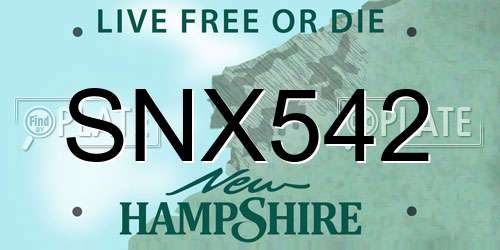 SNX542 New Hampshire License Plate