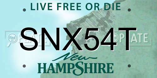 SNX54T New Hampshire License Plate