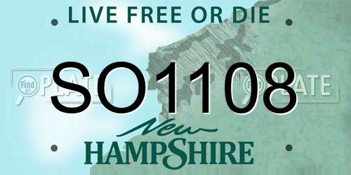 SO1108 New Hampshire License Plate