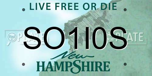 SO1I0S New Hampshire License Plate