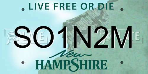 SO1N2M New Hampshire License Plate