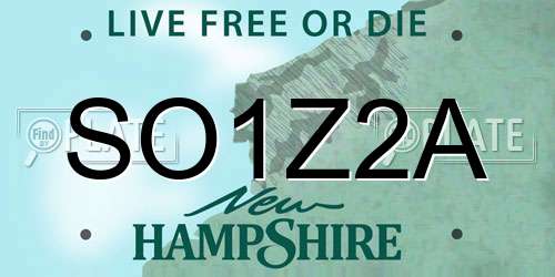 SO1Z2A New Hampshire License Plate