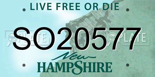 SO20577 New Hampshire License Plate