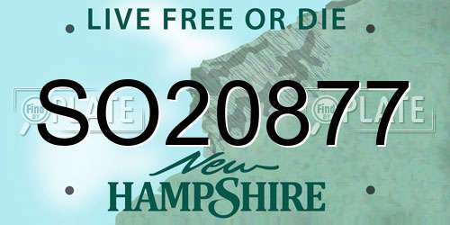 SO20877 New Hampshire License Plate