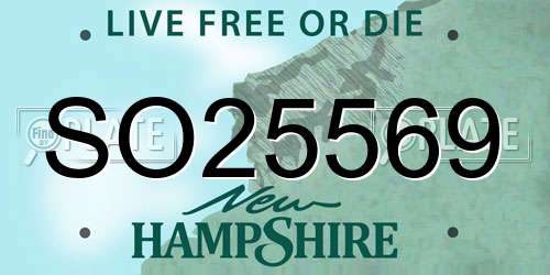 SO25569 New Hampshire License Plate
