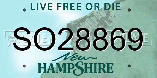 SO28869 New Hampshire License Plate