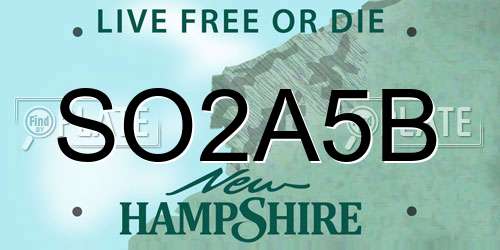 SO2A5B New Hampshire License Plate