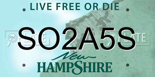 SO2A5S New Hampshire License Plate