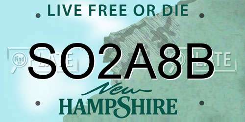 SO2A8B New Hampshire License Plate