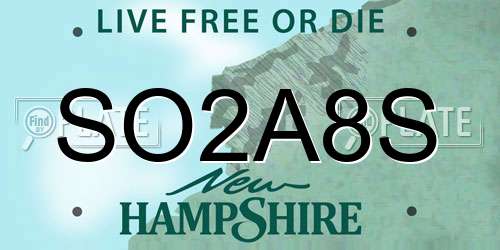 SO2A8S New Hampshire License Plate