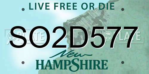 SO2D577 New Hampshire License Plate