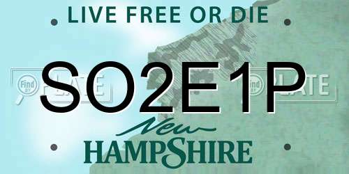 SO2E1P New Hampshire License Plate