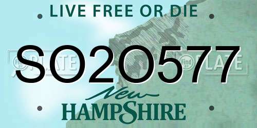 SO2O577 New Hampshire License Plate