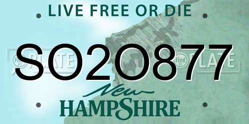 SO2O877 New Hampshire License Plate